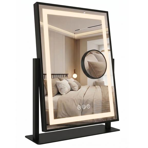 LED-spegel LUMI Black 30x40cm