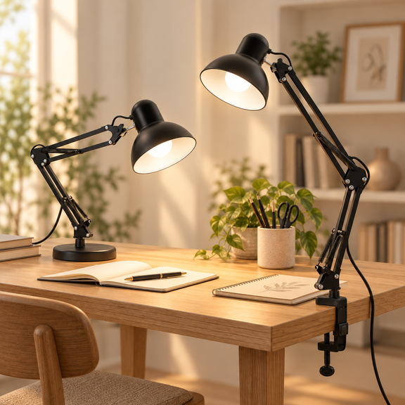 Lampada da Scrivania JNH043-1TD Black 2in1