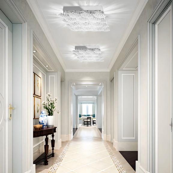 Kronformad LED-kristallplafond MS015-C Krom
