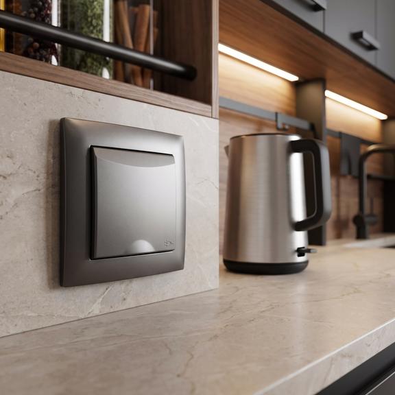 Единичен контакт със заземяване и капаче OSTE JNH005-G Grey