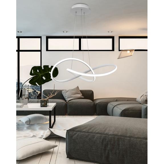 Taklampa Hängande Ring Modern LED + Fjärrkontroll APP396-CP Vit