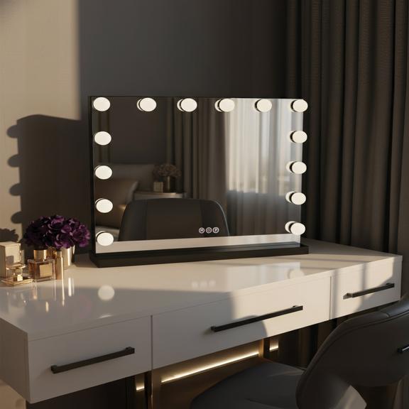 Spegel LED Hollywood Svart