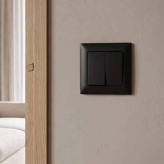 Interruptor Doble con Marco OSTE JNH007-W BLACK