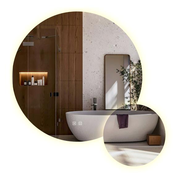 LED väggspegel R-8040 80cm + 40cm