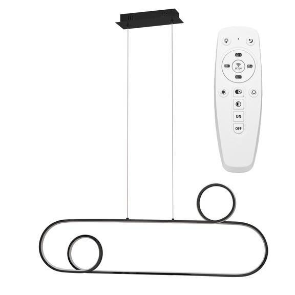 Hängande LED-taklampa APP808-CP Svart + fjärrkontroll