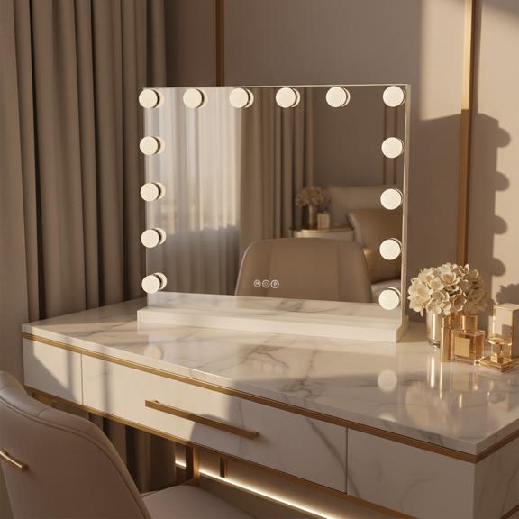 LED-väggspegel HOLLYWOOD White