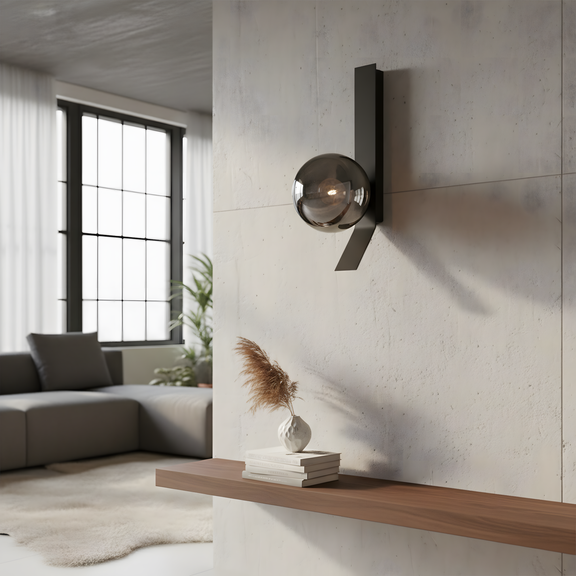 VÄGGLAMPA APP1757-1W SVART KROM