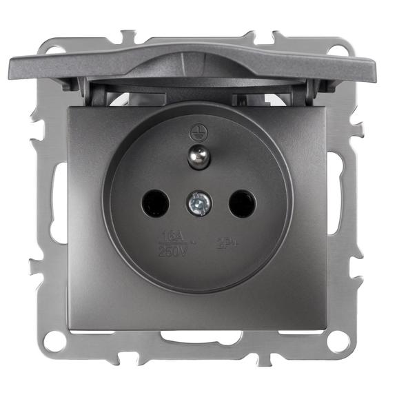 Единичен контакт със заземяване и капаче OSTE JNH005-G Grey