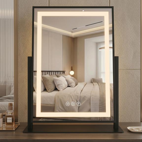 LED-spegel LUMI Black 30x40cm