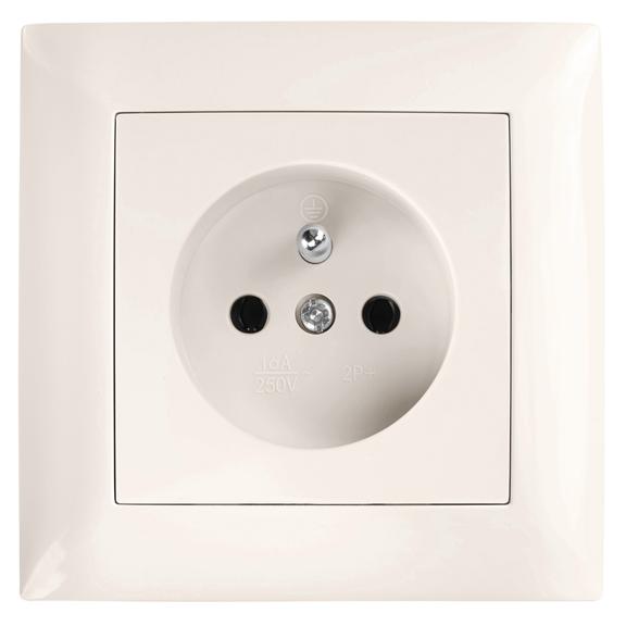 Viengubas lizdas su įžeminimu ir rėmeliu OSTE JNH001-G Beige