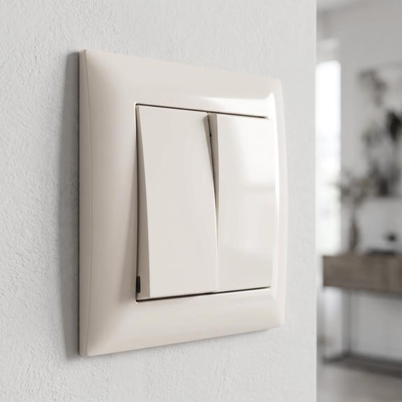 Double Switch with Frame OSTE JNH007-W BEIGE