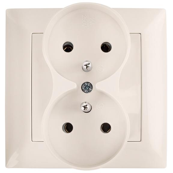 Double grounded socket with frame OSTE JNH002-G Beige