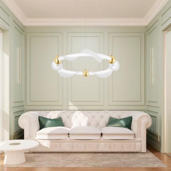 HÄNGANDE LED-LAMPA G010-CP VIT/GULD