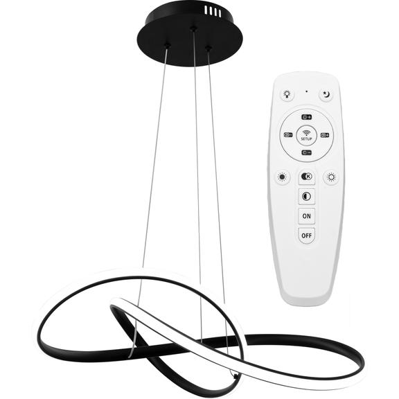Taklampa Hängande Ring Modern LED + Fjärrkontroll APP395-CP Svart
