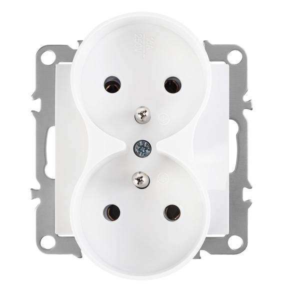 Kahekordne maandusega pistikupesa OSTE JNH002-G White