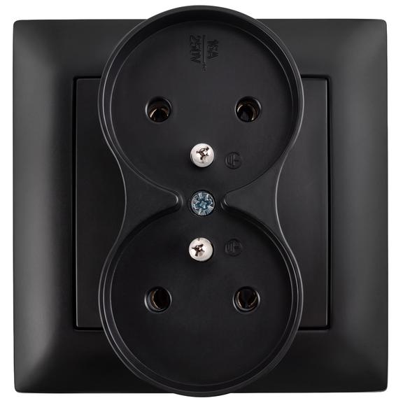 Doble enchufe con toma de tierra y marco OSTE JNH002-G Black
