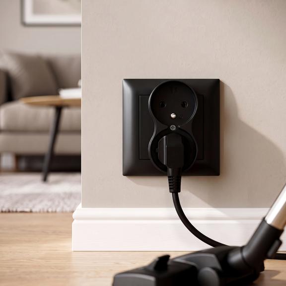 Doble enchufe con toma de tierra OSTE JNH002-G Black