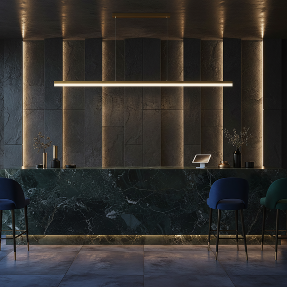 Hängande LED-lampa APP1697-CP 200 cm Borstad Guld