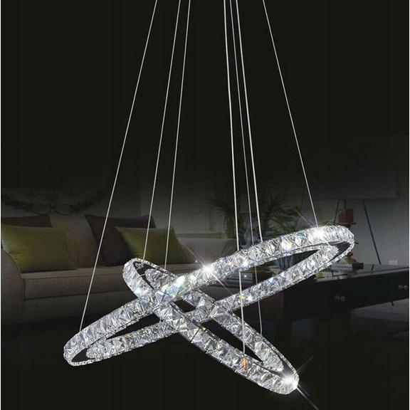 Crystal taklampa Ring 50+30 cm med fjärrkontroll APP418-CP