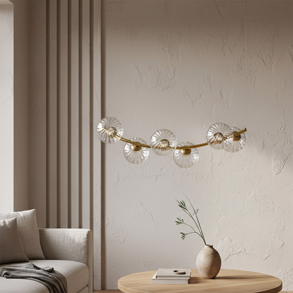 HÄNGENDE TAKLAMPA G133-6CP Guld