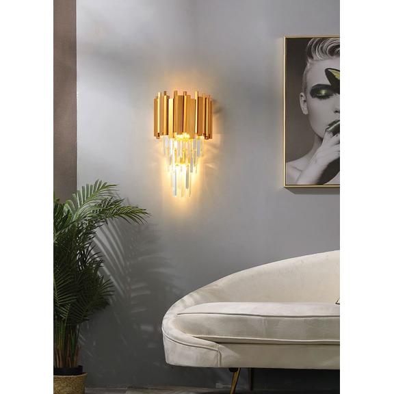 Kristallampa vägglampa 312357 Guld