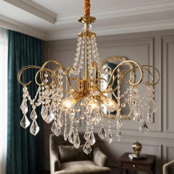 Kristall-pendellampa SWE081-CP 60cm GOLD
