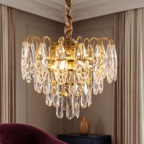 Kristall-pendellampa SWE078-CP 30cm GOLD