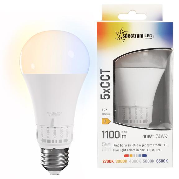 LED-lampa 5 ljusfärger GLS E27 230V 10W 5CCT