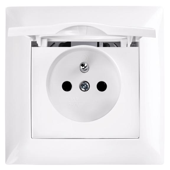 Единичен контакт със заземяване и капаче с рамка OSTE JNH005-G White