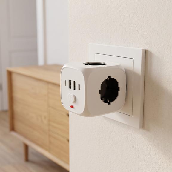7-in-1 Würfel-Mehrfachsteckdose JNH019 White