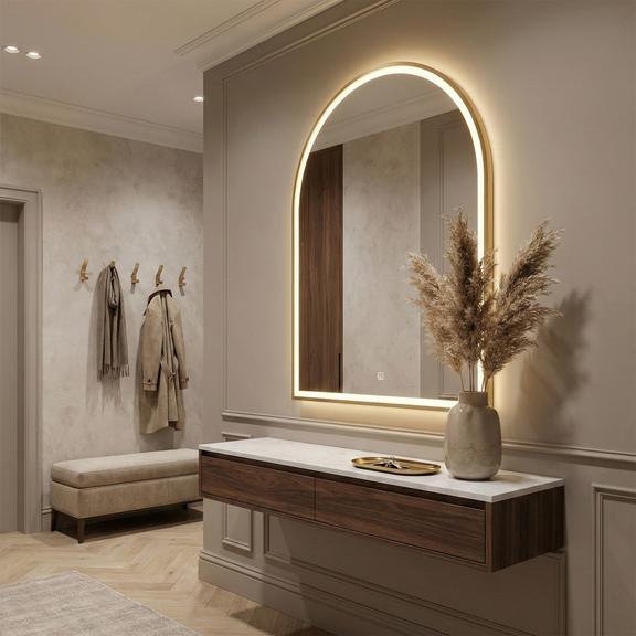 VÄGG-SPEGEL LED 60x100cm DART GULD