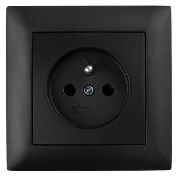 Single grounded socket with frame OSTE JNH001-G Black