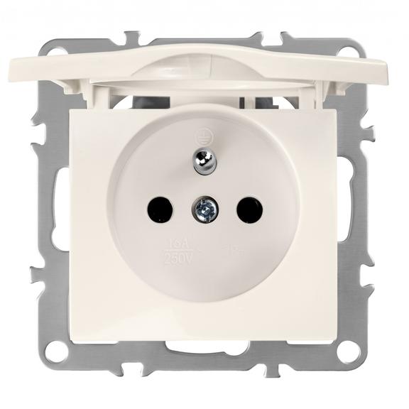 Single grounded socket with flap OSTE JNH005-G Beige