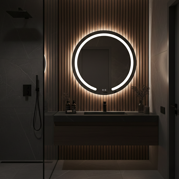 Väggspegel med LED 80 cm Modern