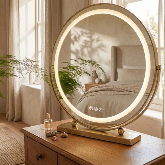 Spegel LED MAKE-UP L.Gold 50 cm