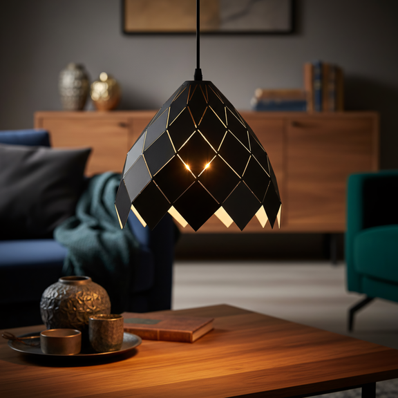 Metallisk hängande taklampa APP338-1CP svart
