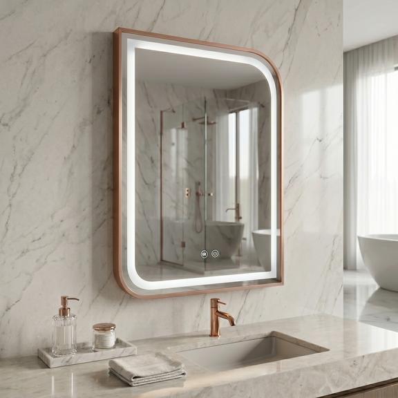 LED-VÄGGSPEGEL ZONE 70x50 BRUSH  ROSE GOLD