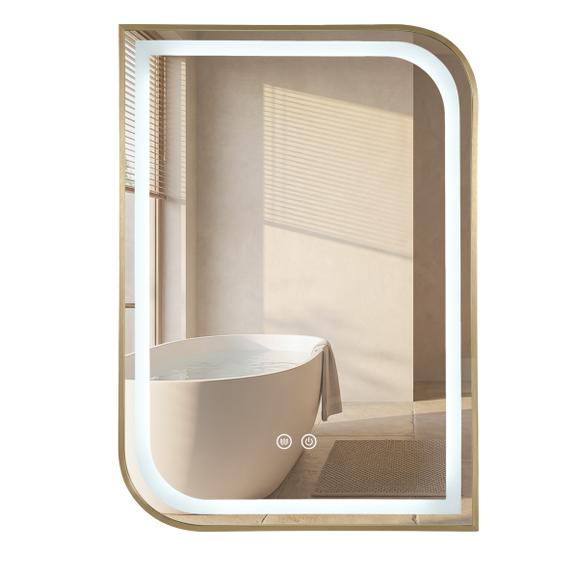 LED-VÄGGSPEGEL ZONE 70X50 BRUSH GOLD