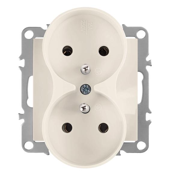 Kahekordne maandusega pistikupesa OSTE JNH002-G Beige