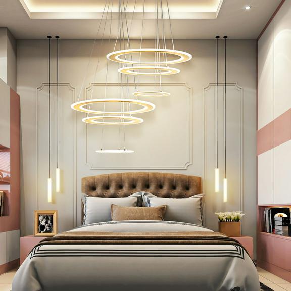 TAKLAMPA HÄNGENDE LED G041-3CP Borstad Guld
