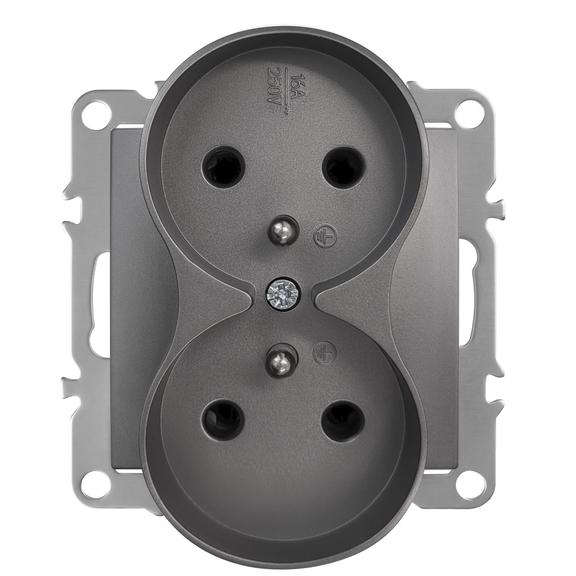 Double prise avec mise à la terre OSTE JNH002-G Grey
