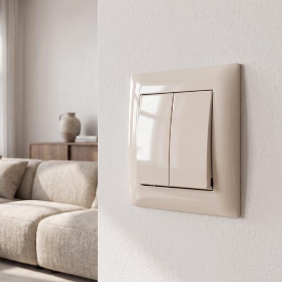 Interruptor Doble con Marco OSTE JNH007-W BEIGE