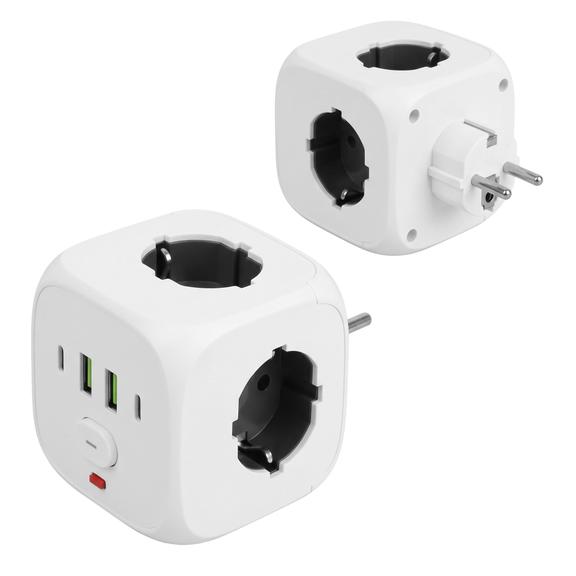 7-in-1 Würfel-Mehrfachsteckdose JNH019 White