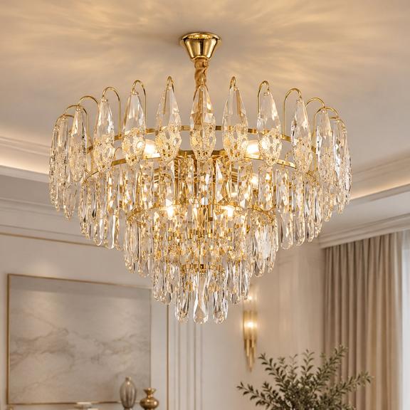 Kristall-pendellampa SWE080-CP 50cm GOLD