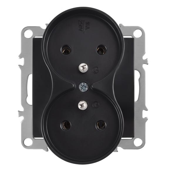 Doble enchufe con toma de tierra OSTE JNH002-G Black