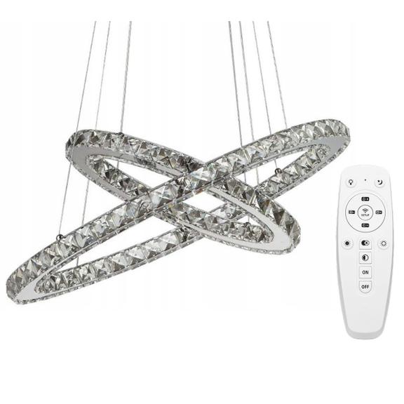 Crystal taklampa Ring 50+30 cm med fjärrkontroll APP418-CP