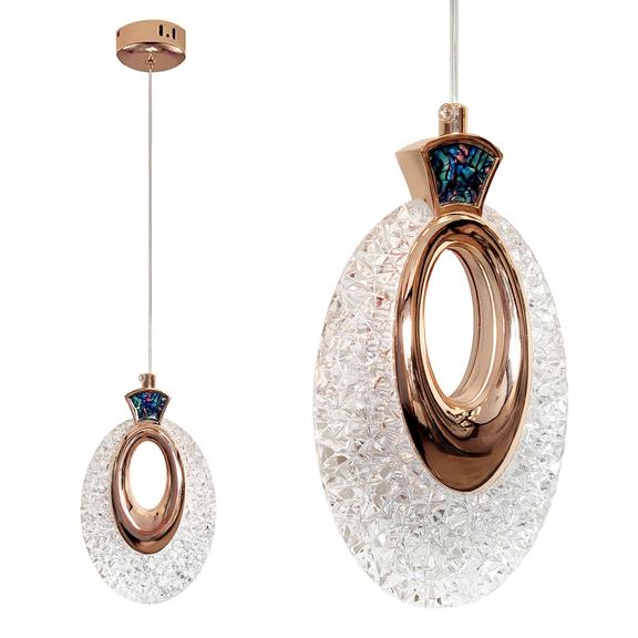 HÄNGLANDE KRISTALLAMPA LED LHJ109-1CP LJUS ROSÉGULD