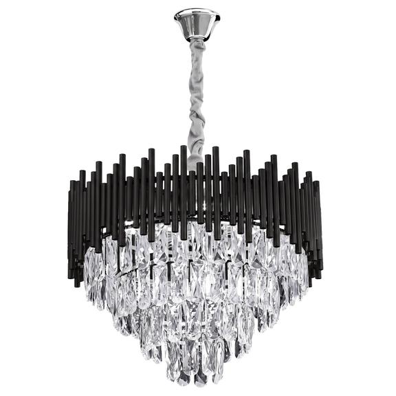 Hänglampa med kristaller G063-CP 50 cm svart