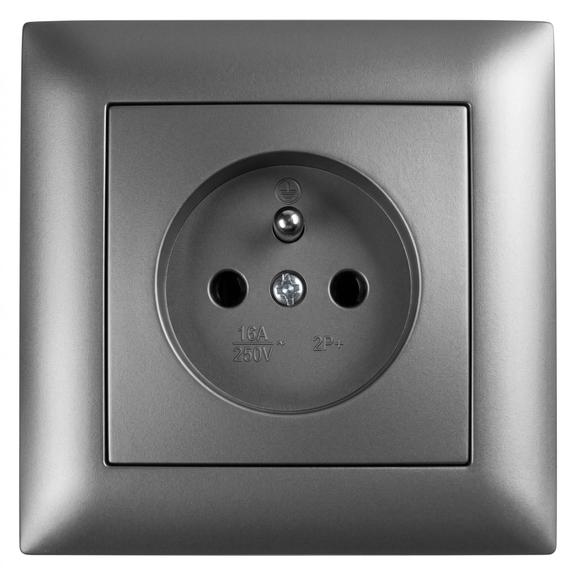Single grounded socket with frame OSTE JNH001-G Grey