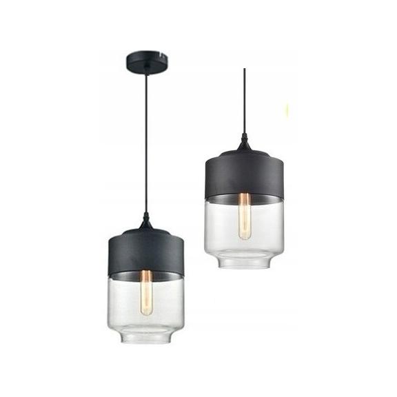 Glaspendellampa i tak Zenith C Svart